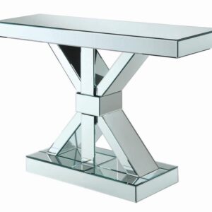 Lurlynn X-shaped Base Console Table Clear Mirror