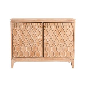 Eberto 2-door Geometric Accent Cabinet White Distressed