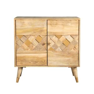Alyssum Checkered Pattern 2-door Accent Cabinet Natural