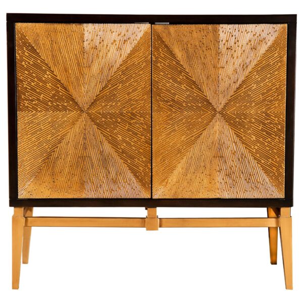 Zira Sunburst 2-door Accent Cabinet Brown and Antique Gold