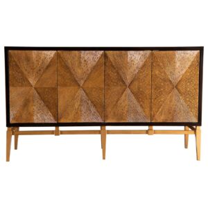 Zira Sunburst 4-door Accent Cabinet Brown and Antique Gold