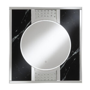 Carter Square LED Wall Mirror Silver and Black