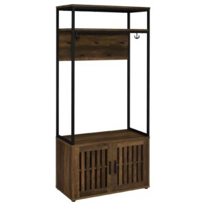 Quincy 2-door Engineered Wood Hall Tree Dark Pine and Black