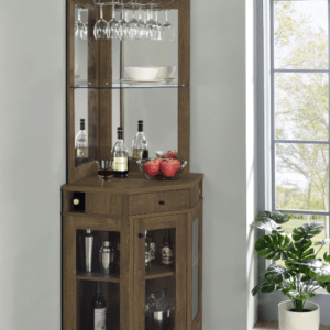 Osivla Corner Bar Cabinet with Stemware Rack