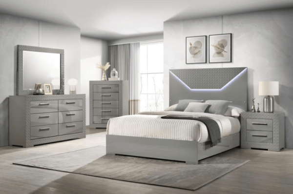 Rennus High Gloss Bedroom Set